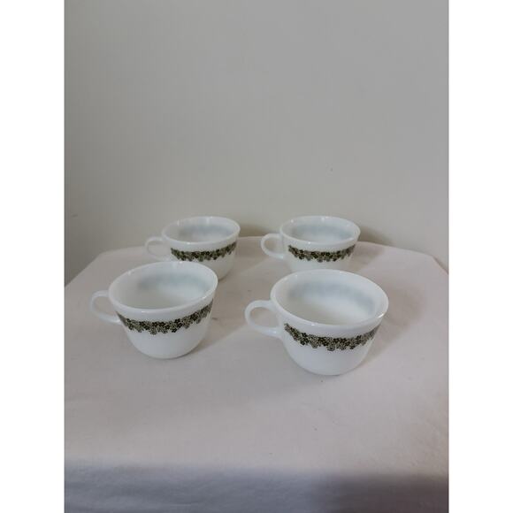 4 Vintage Pyrex Corelle Spring Blossom Green Crazy Daisy Coffee Tea Cup Mugs - Picture 5 of 9